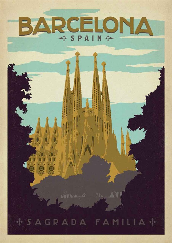 Poster voyage vintage : Barcelone &quot;Sagrada Familia&quot; (Espagne) - /medias/158240241416.jpg
