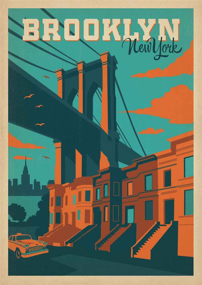 Poster voyage vintage : Pont de Brooklyn (New-York) - /medias/158240282216.jpg