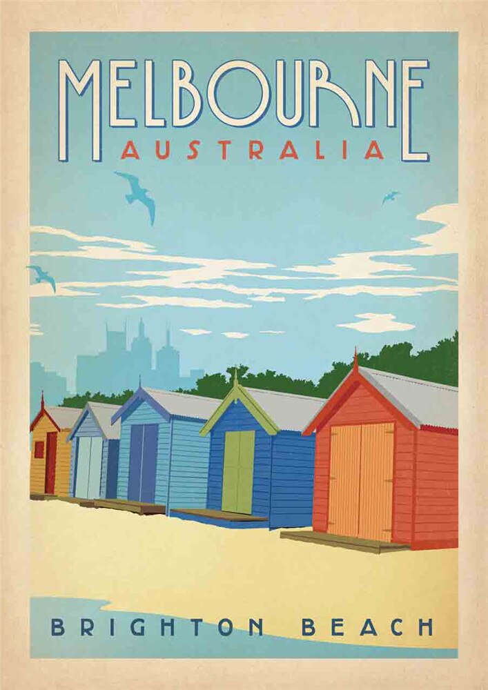 Poster voyage vintage : Melbourne &quot;Brighton Beach&quot; (Australie) - /medias/158240282253.jpg