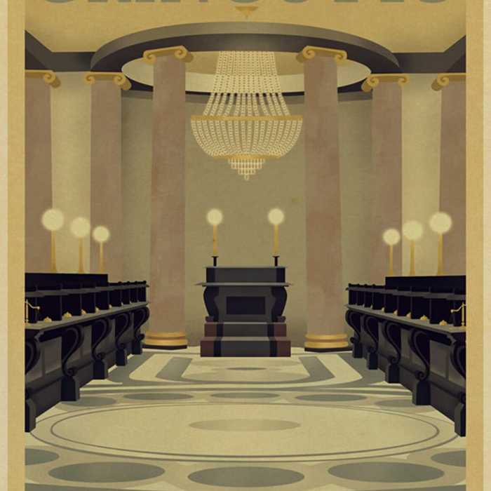 Poster vintage Harry Potter : la banque de Gringotts