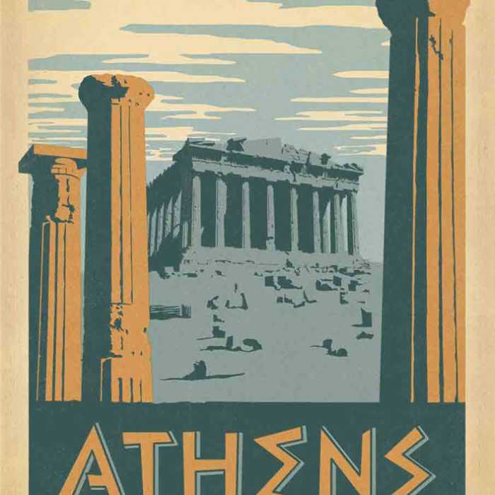 Poster voyage vintage : Athene (Grèce)