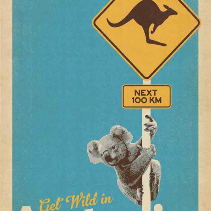 Poster voyage vintage : Australie &quot;Koala&quot;