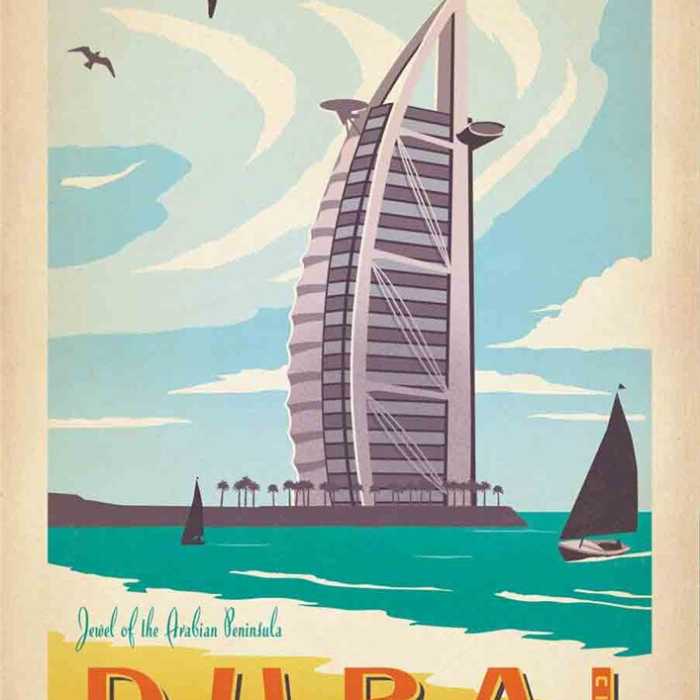 Poster voyage vintage : Dubai (Émirats arabes unis)