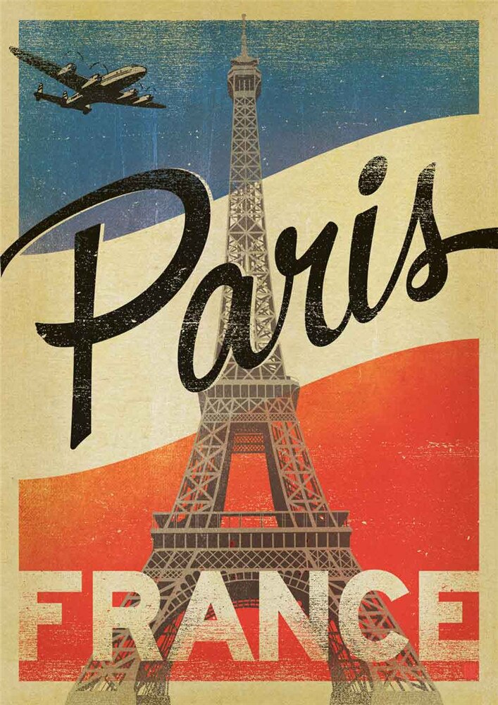 Poster voyage vintage : Paris Tour Eiffel et Avion - /medias/158240241437.jpg