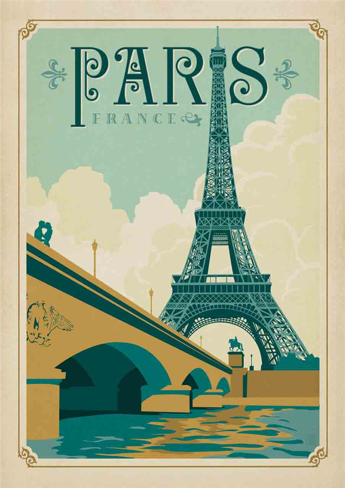 Poster voyage vintage : Paris (Tour Eiffel vue de la Seine) - /medias/158240241477.jpg