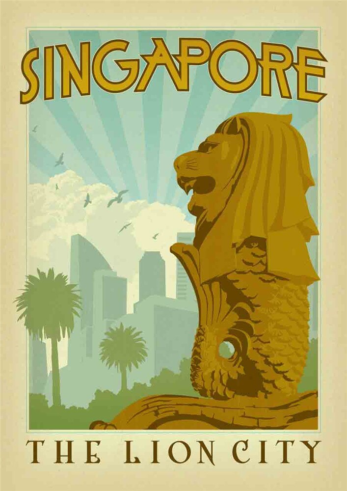 Poster voyage vintage : Singapour &quot;la ville du Lion&quot; - /medias/158240241479.jpg