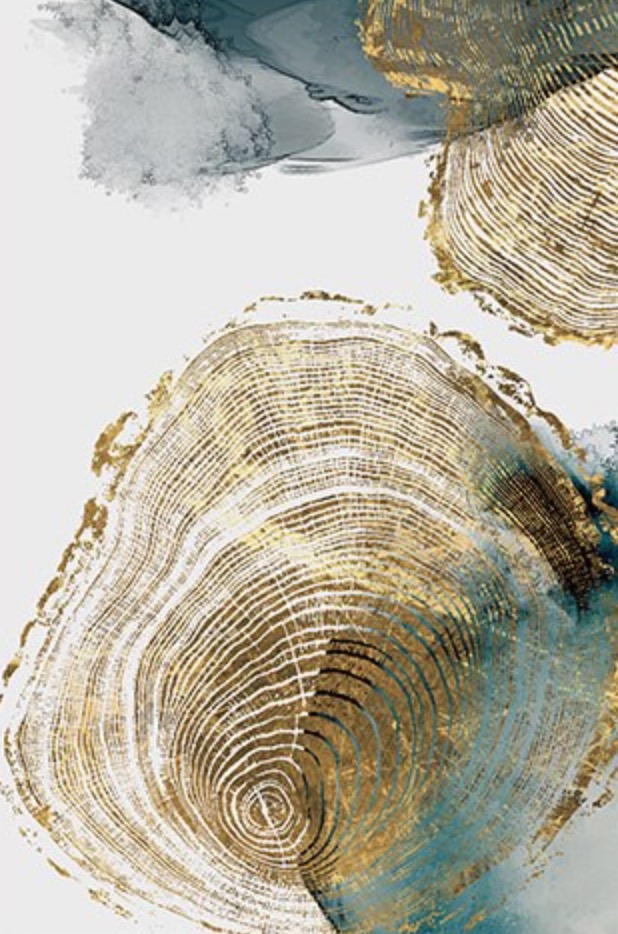 Poster nature feuille et tronc d'arbre : tronc moyen blanc or - /medias/158304651357.jpg