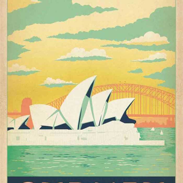 Poster voyage vintage : Sydney (Australie)