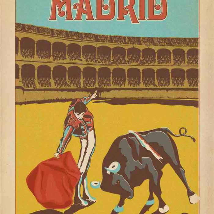 Poster voyage vintage : Corrida de Madrid (Espagne)